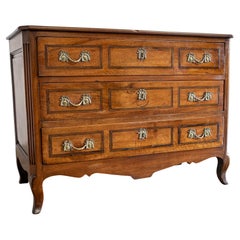 Antique 18th Century French Walnut Three Drawer Commode