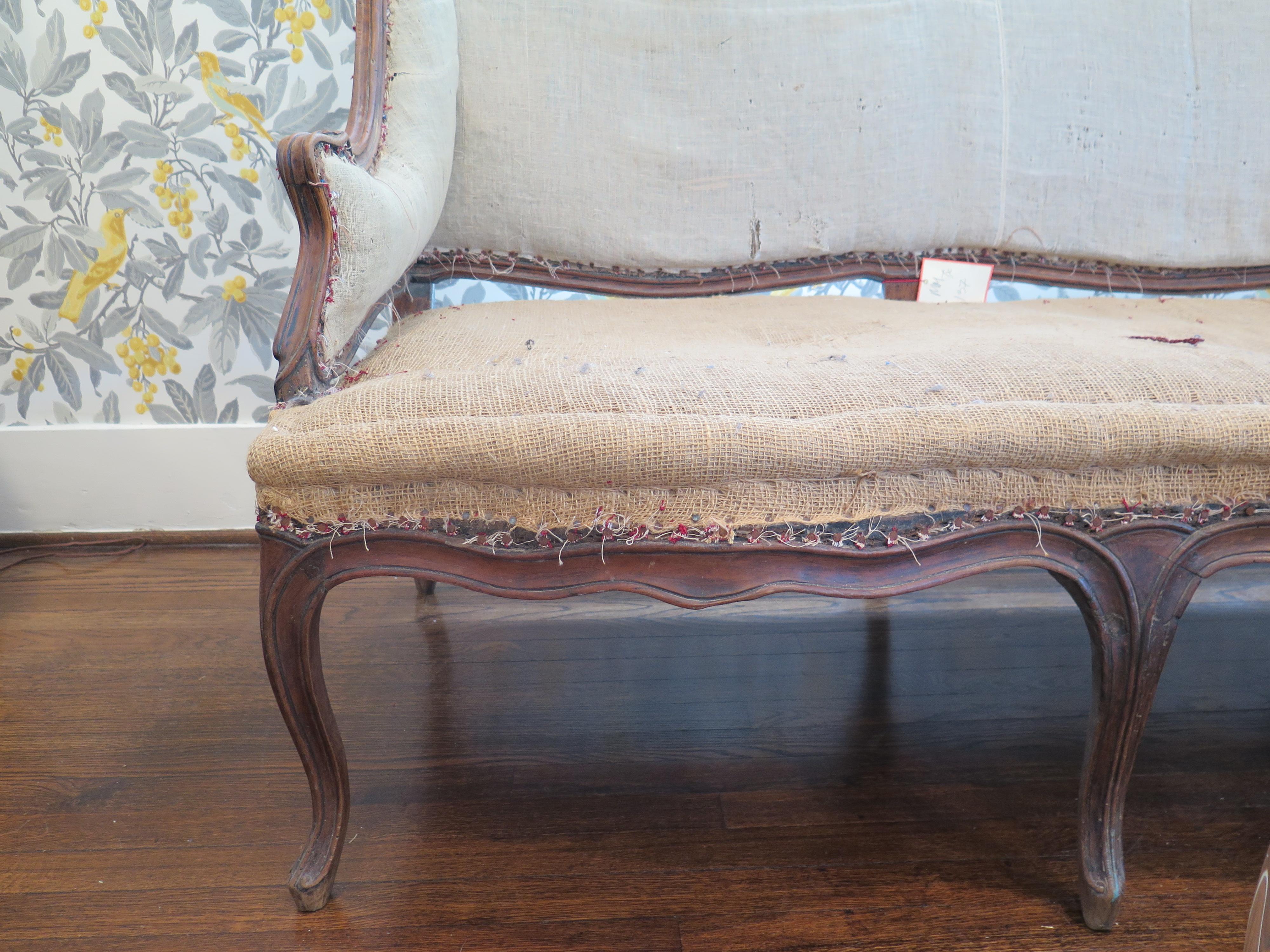 18th Century and Earlier 18th Century French Walnut Three-Seat Canapé Frame