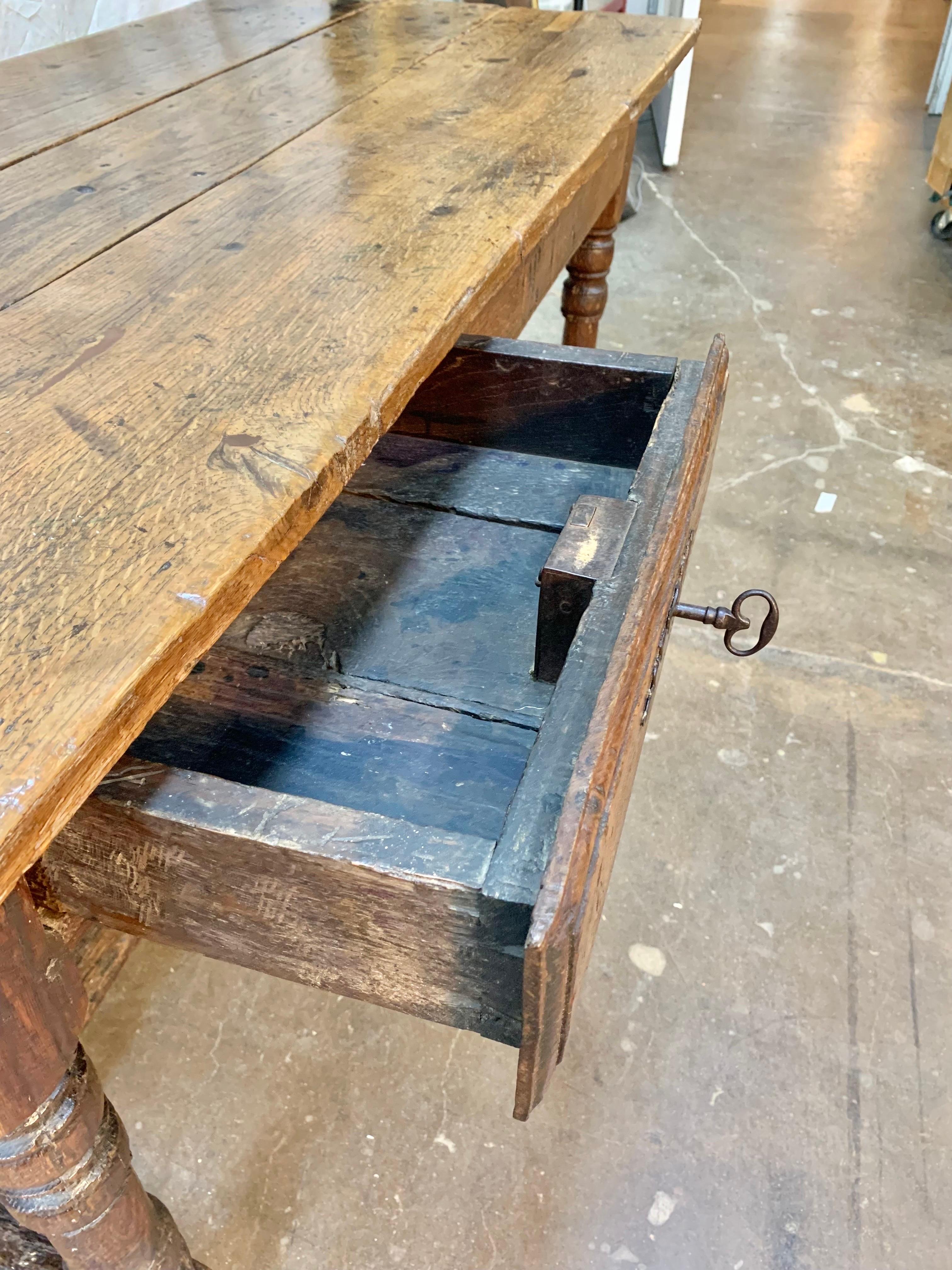 18th Century French Walnut Two Drawer Bakers Work Table 5