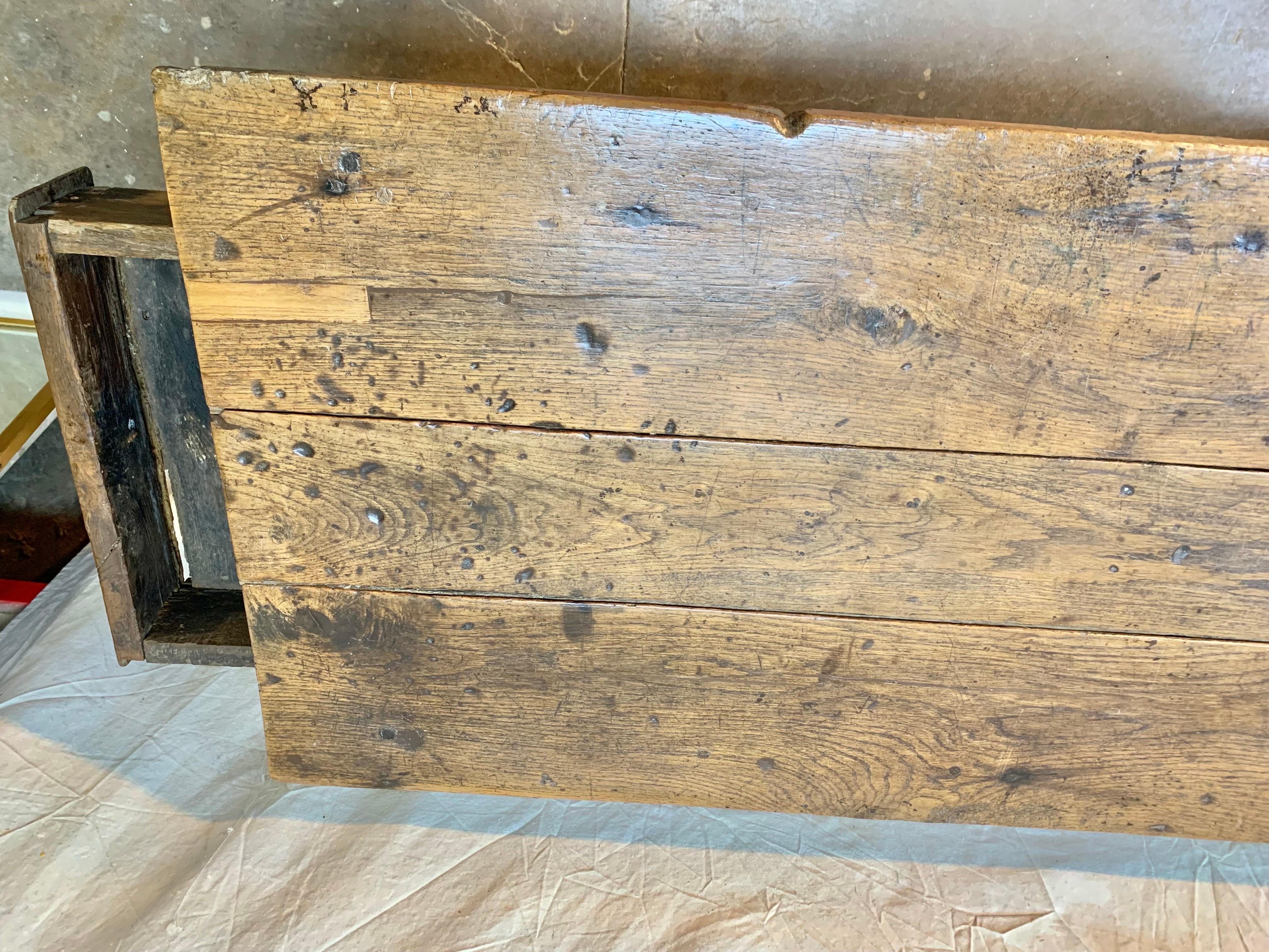 18th Century French Walnut Two Drawer Bakers Work Table 8