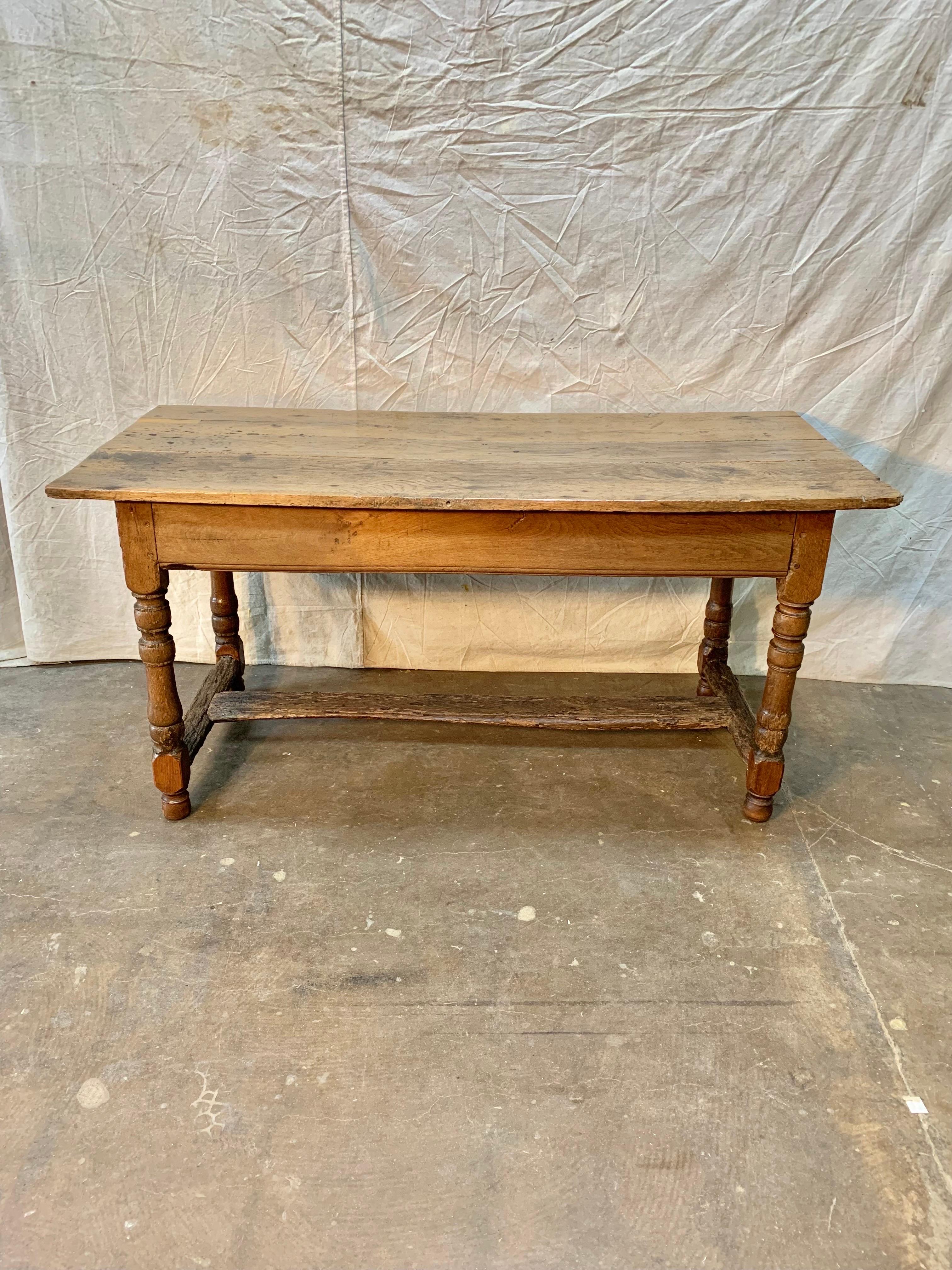 18th Century French Walnut Two Drawer Bakers Work Table 10