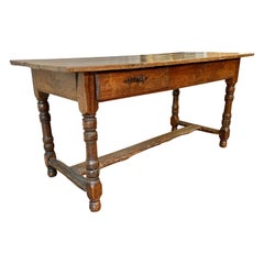 18th Century French Walnut Two Drawer Bakers Work Table