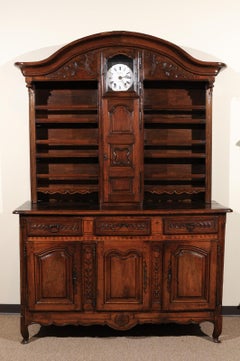 18th Century French Walnut Vaisellier with Clock