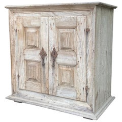 Antique 18th Century French Washed Oak Buffet Cupboard