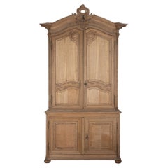 18th Century French Washed Oak Buffet Deux Corps
