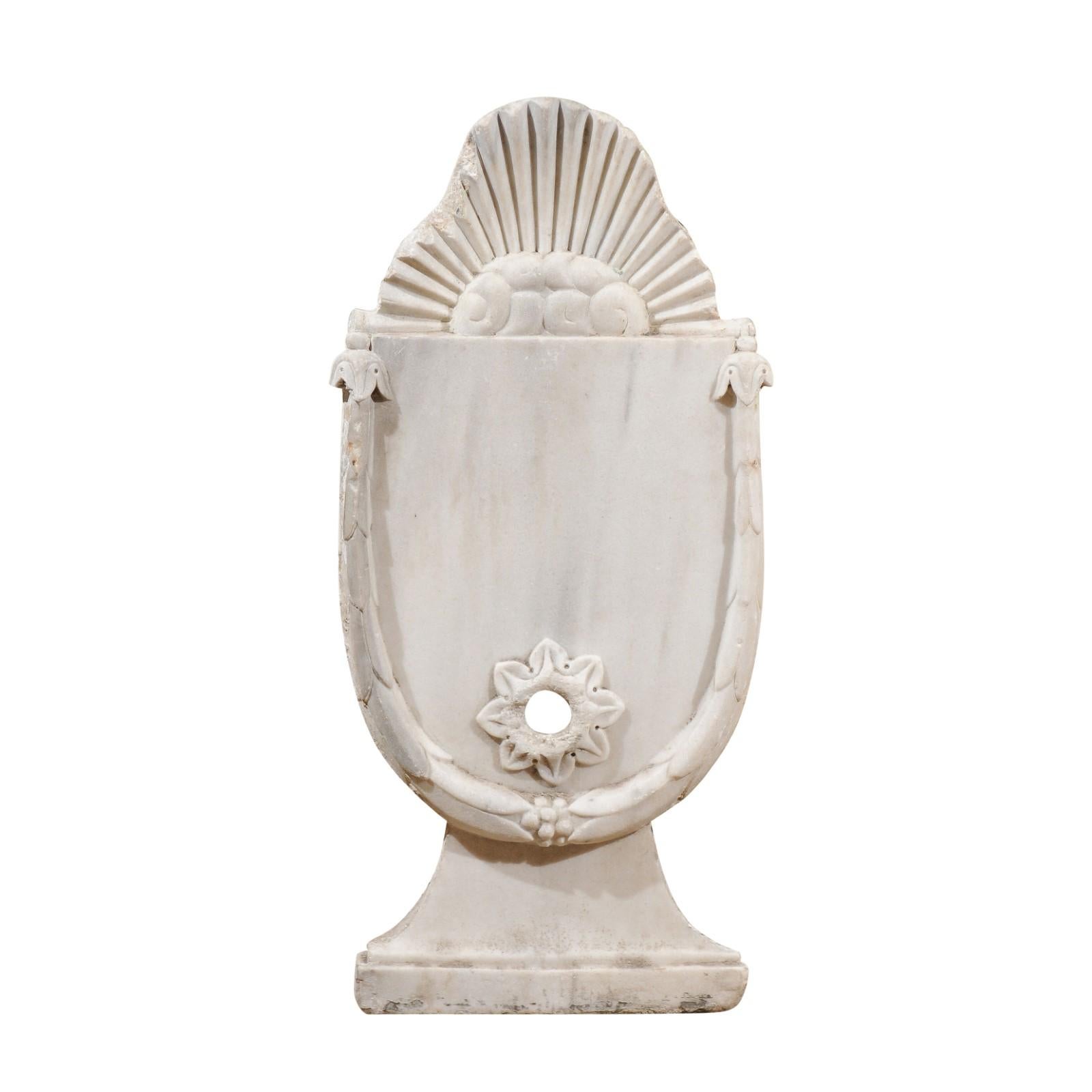 18th Century French White Carrara Marble Fountain Head For Sale