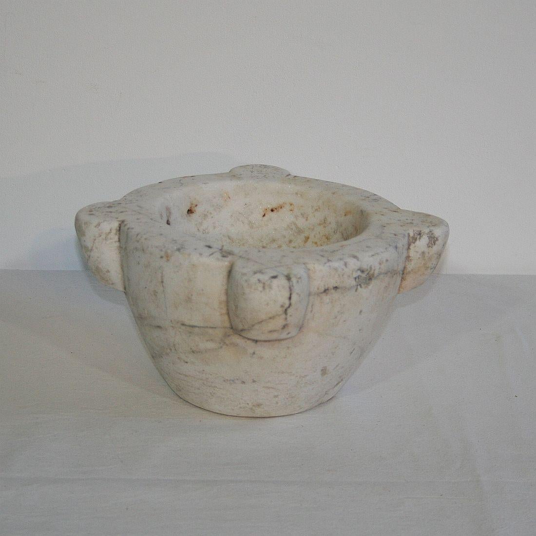 French Provincial 18th Century French White Marble Mortar