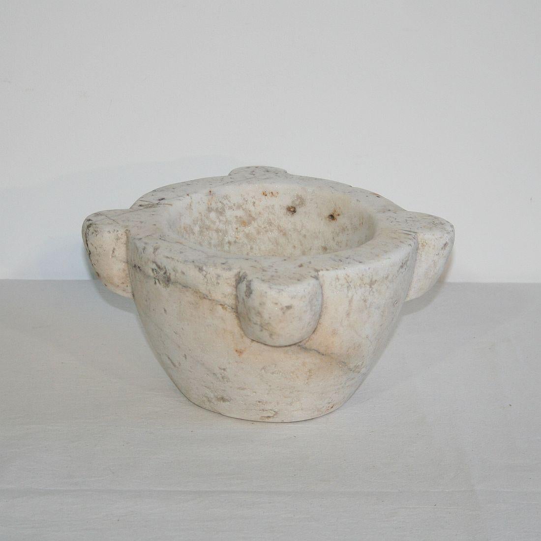 Hand-Carved 18th Century French White Marble Mortar