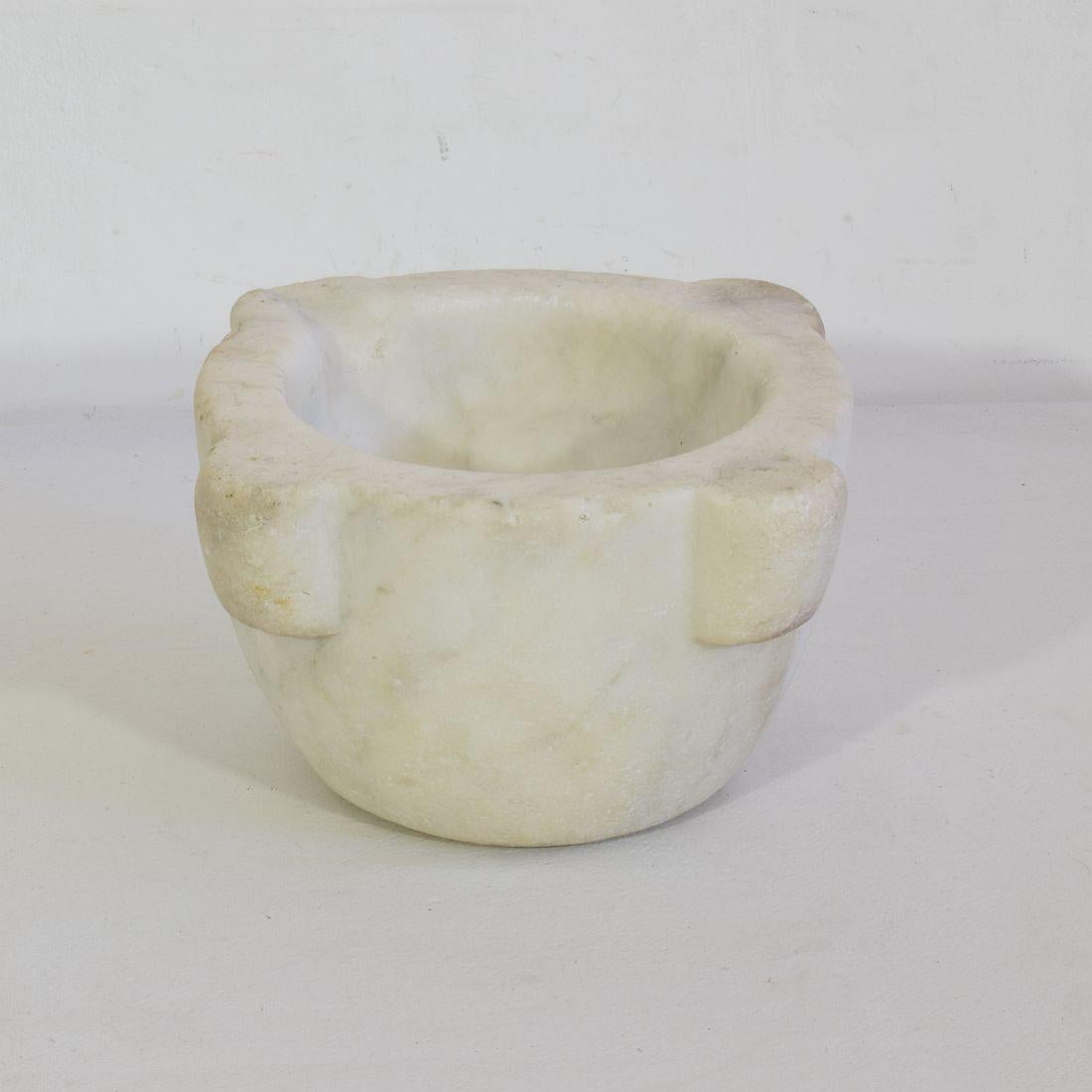 Hand-Carved 18th Century French White Marble Mortar