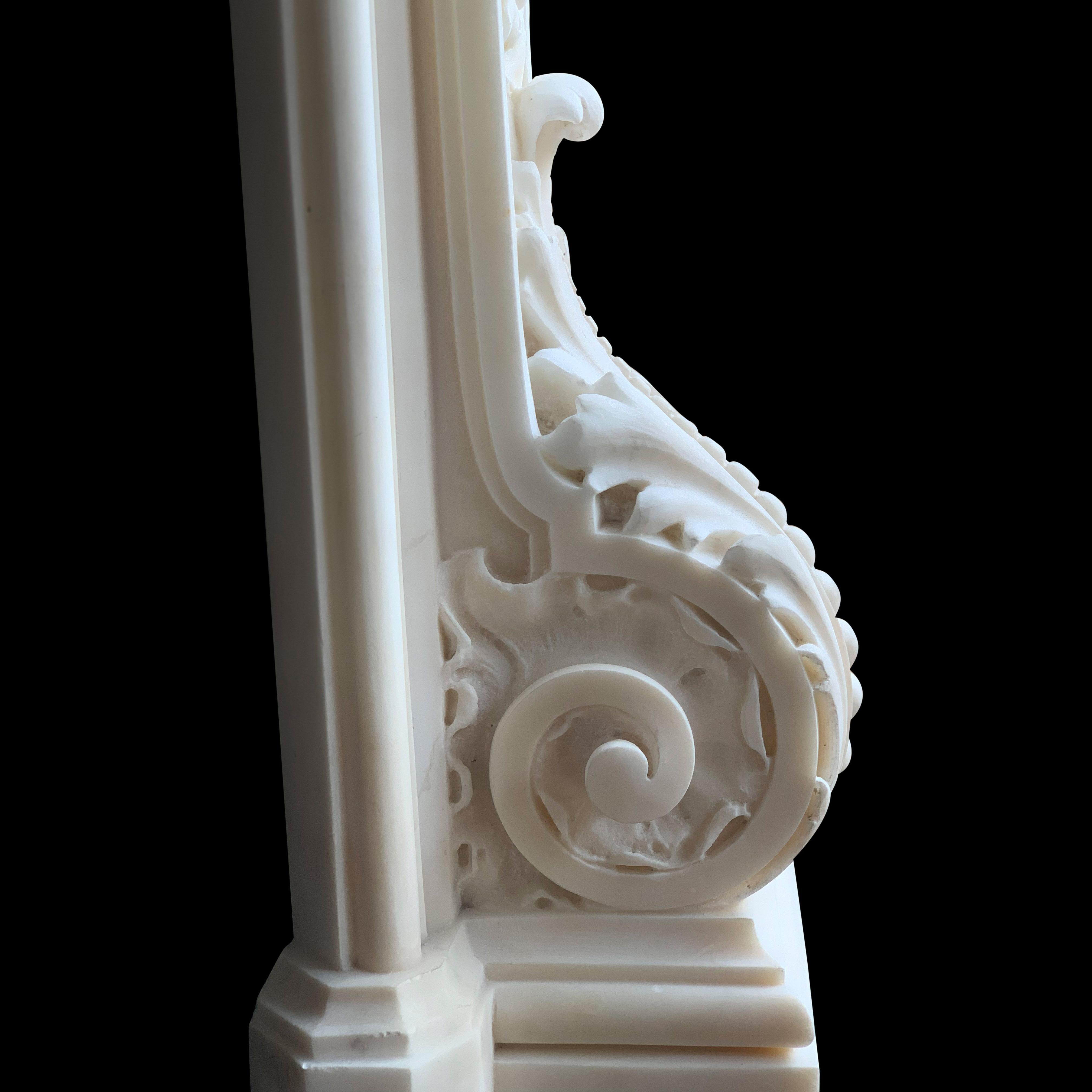 Rococo 18th Century French White Statuary Chimneypiece For Sale