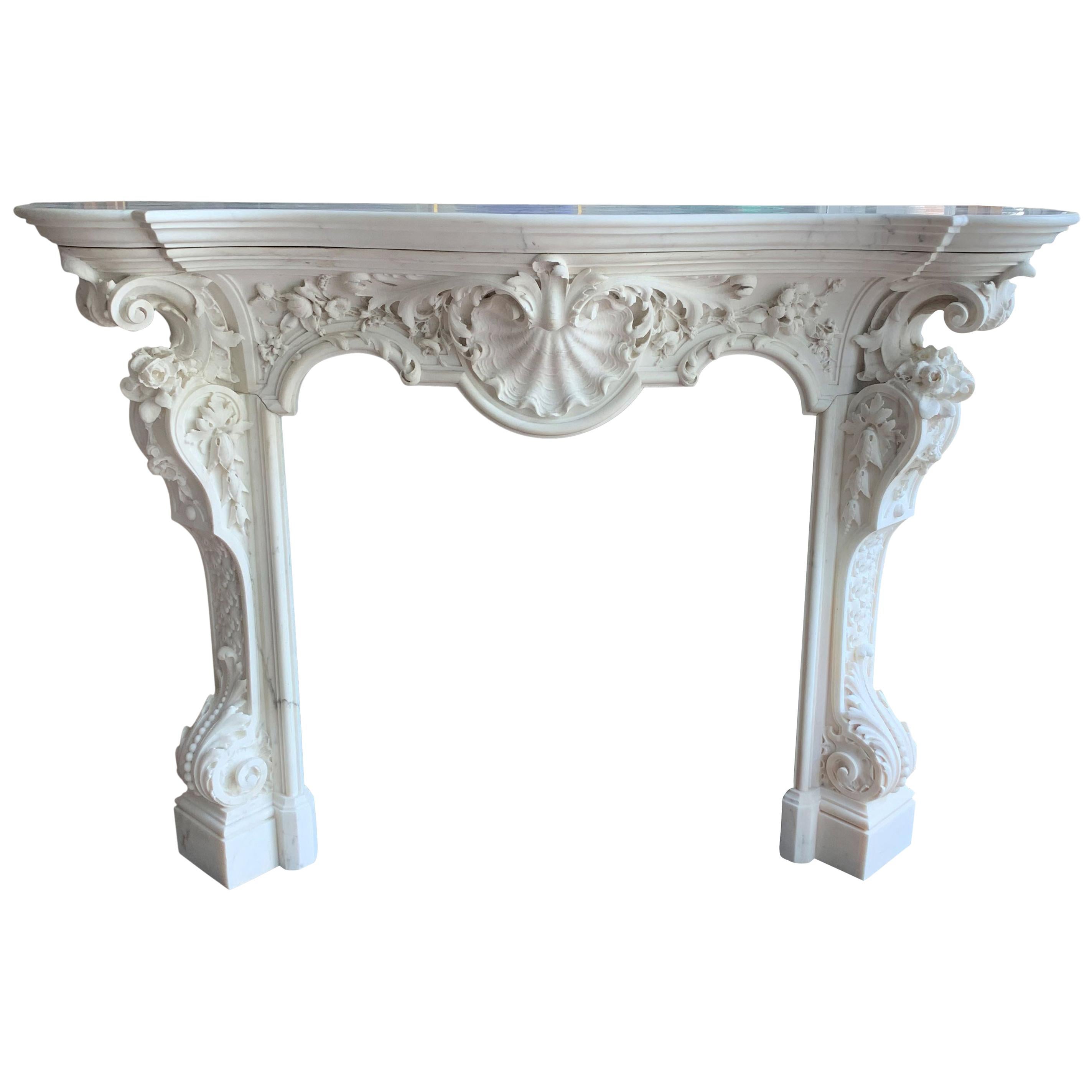 18th Century French White Statuary Chimneypiece For Sale
