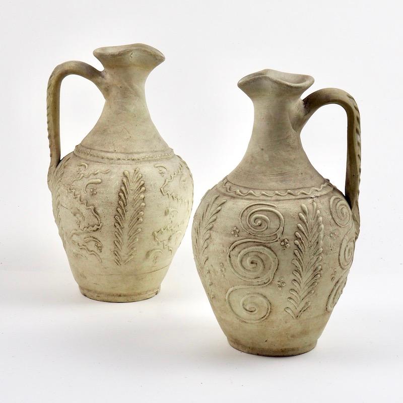 18th Century French White Stoneware Ewers Jugs 6