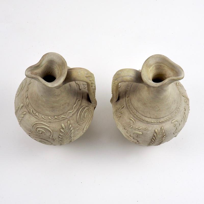 Rustic 18th Century French White Stoneware Ewers Jugs