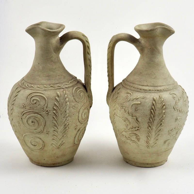 18th Century French White Stoneware Ewers Jugs In Good Condition In London, GB