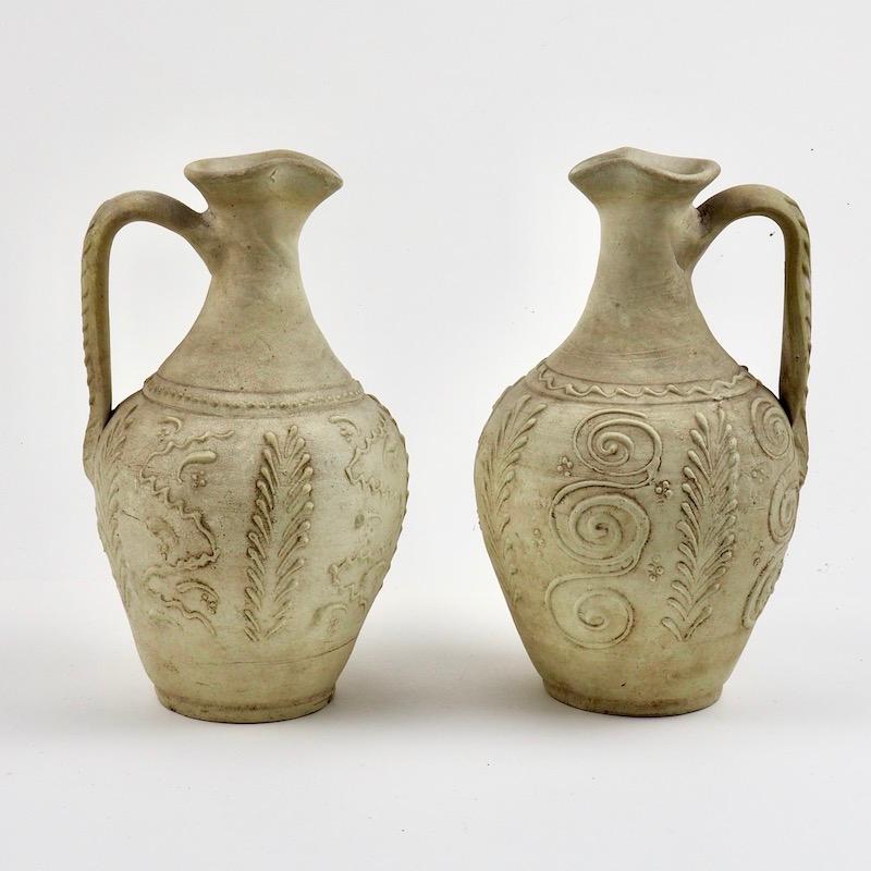 18th Century and Earlier 18th Century French White Stoneware Ewers Jugs