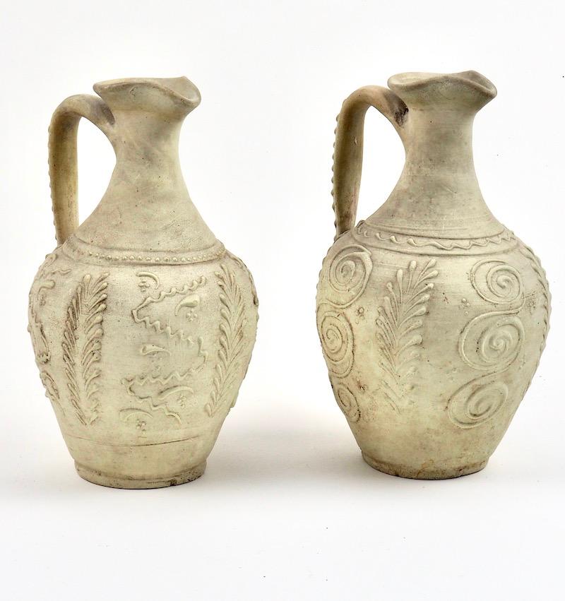 18th Century French White Stoneware Ewers Jugs 3