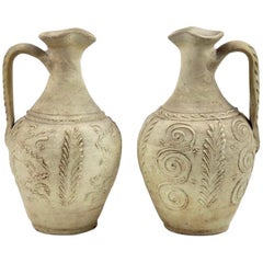 18th Century French White Stoneware Ewers Jugs