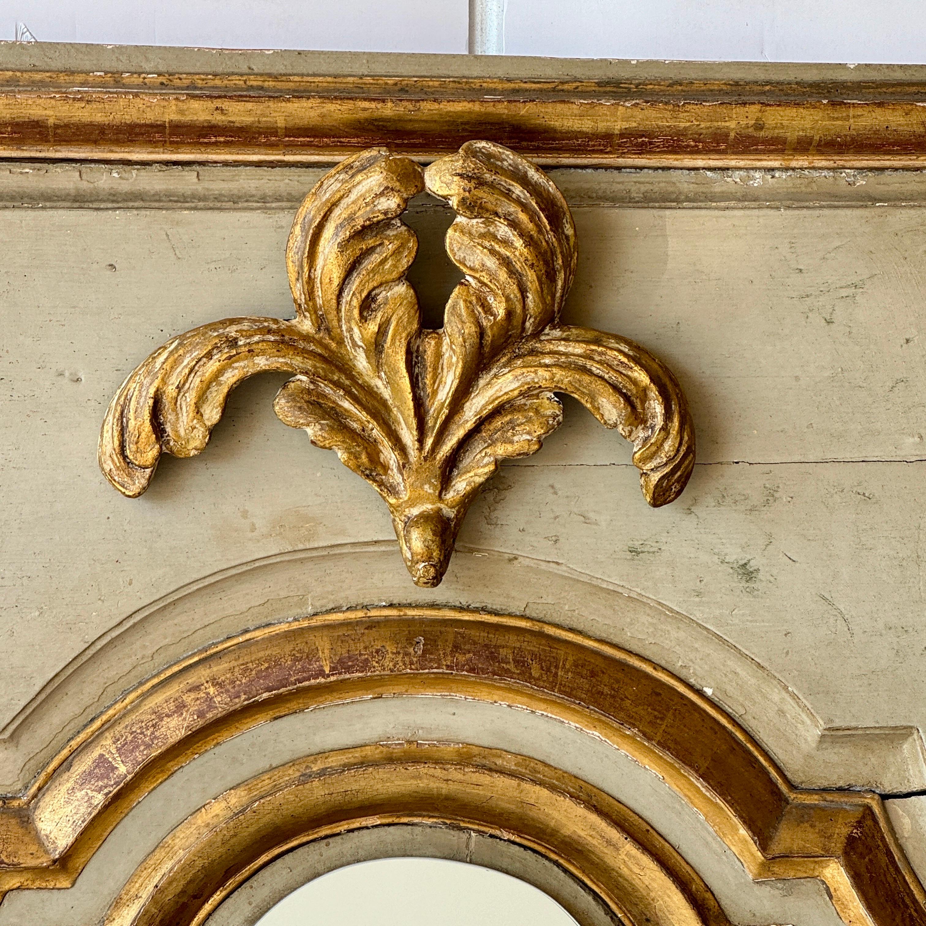 Baroque 18th Century French Wood Gilt Trumeau Wall Floor Mirror  For Sale