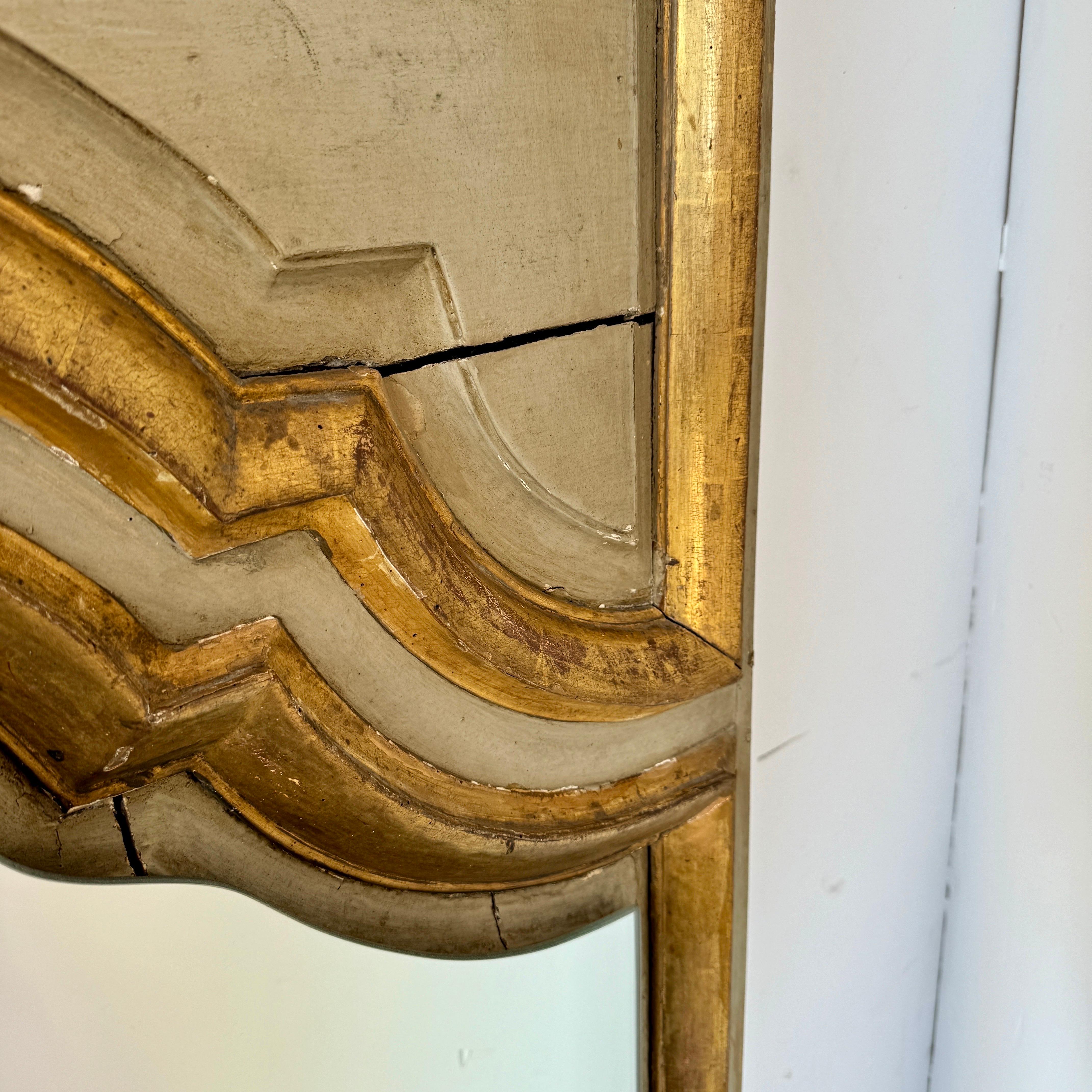 18th Century French Wood Gilt Trumeau Wall Floor Mirror  For Sale 3