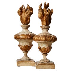 18th Century French Wood "urns en flambeau" Finials