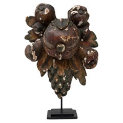 18th Century French Wooden Baroque Decoration On Metal Base