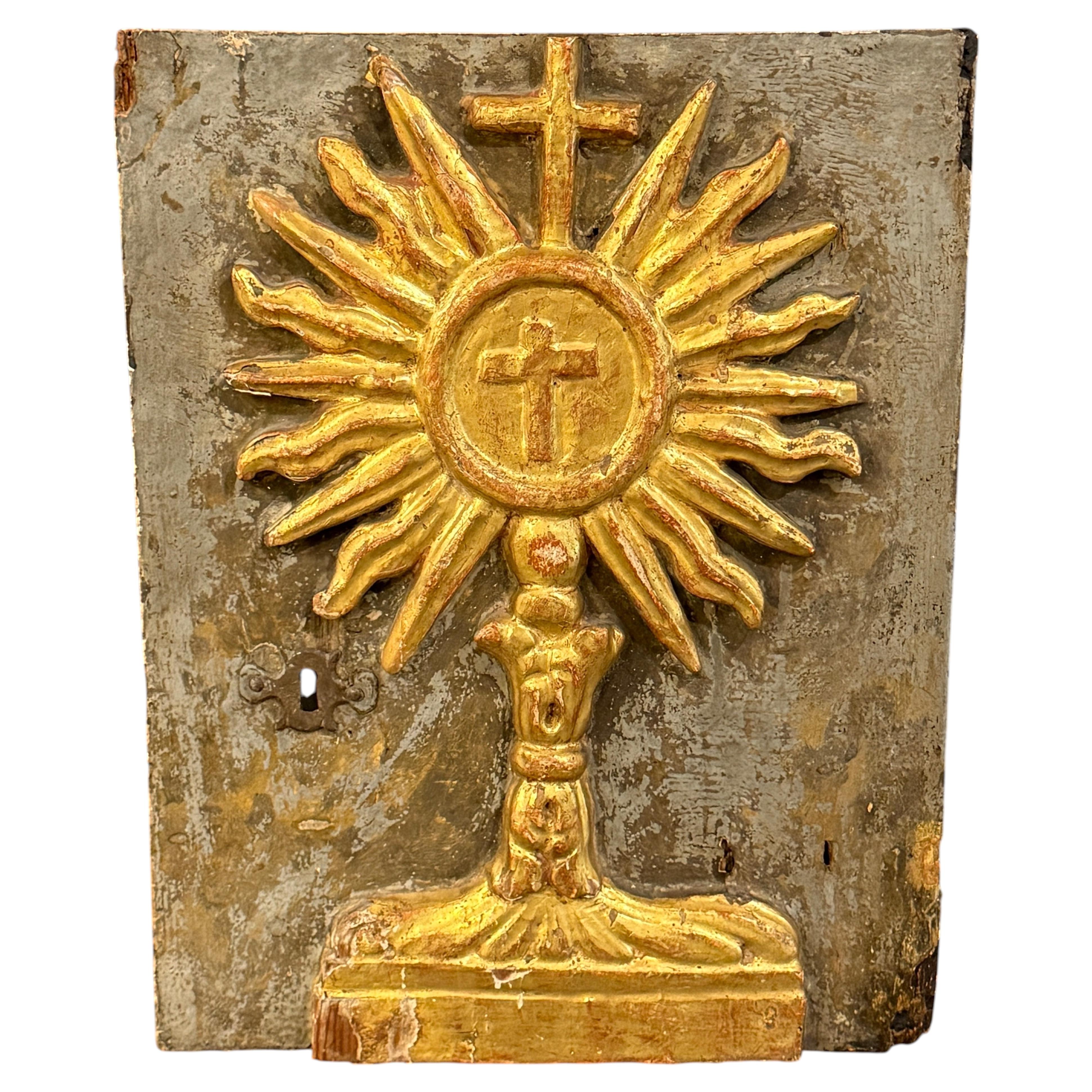 18th Century French Wooden Carved Gold Leaf Tabernacle Door Fragment