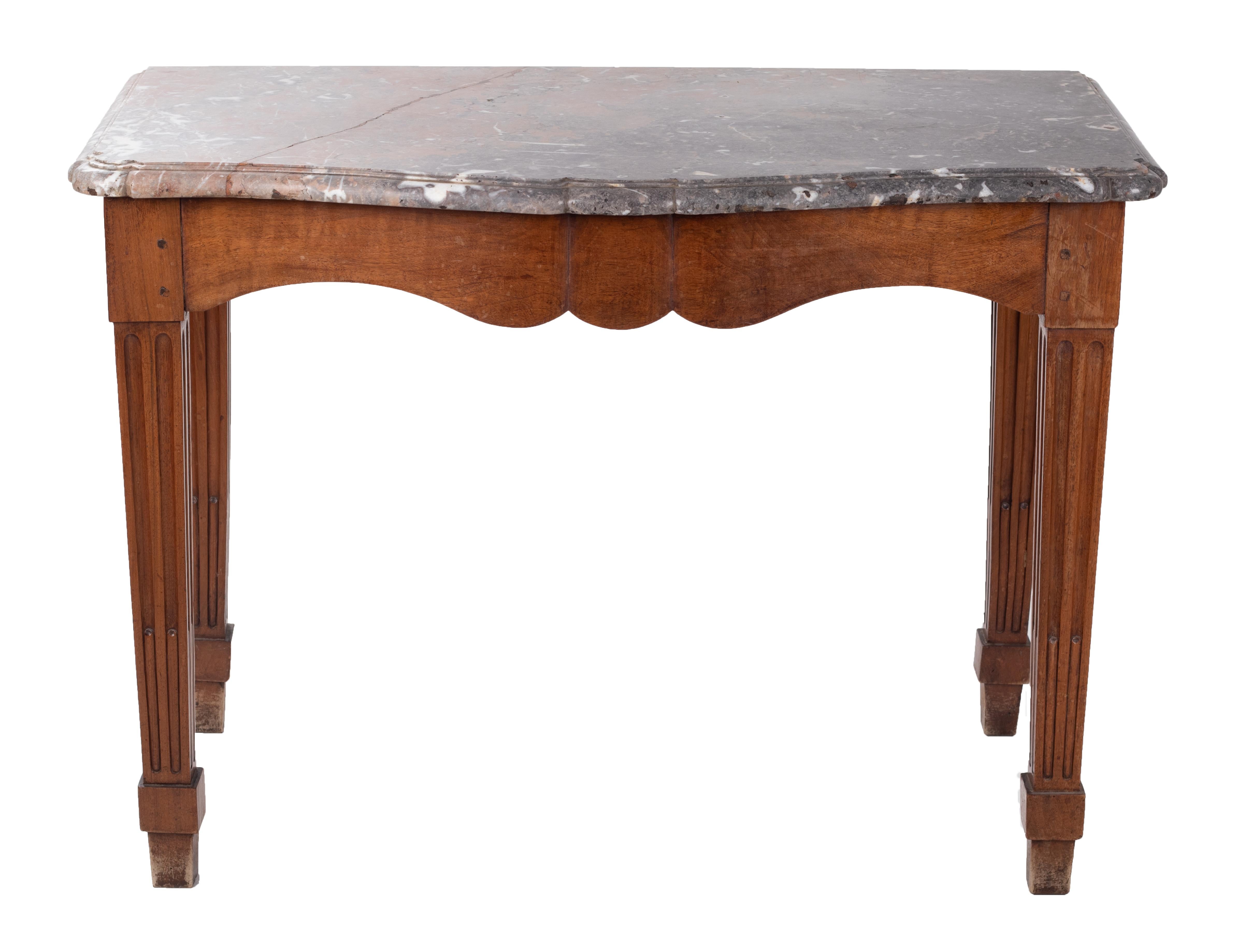 18th Century French Wooden Console Table with Marble Top In Good Condition In Marbella, ES
