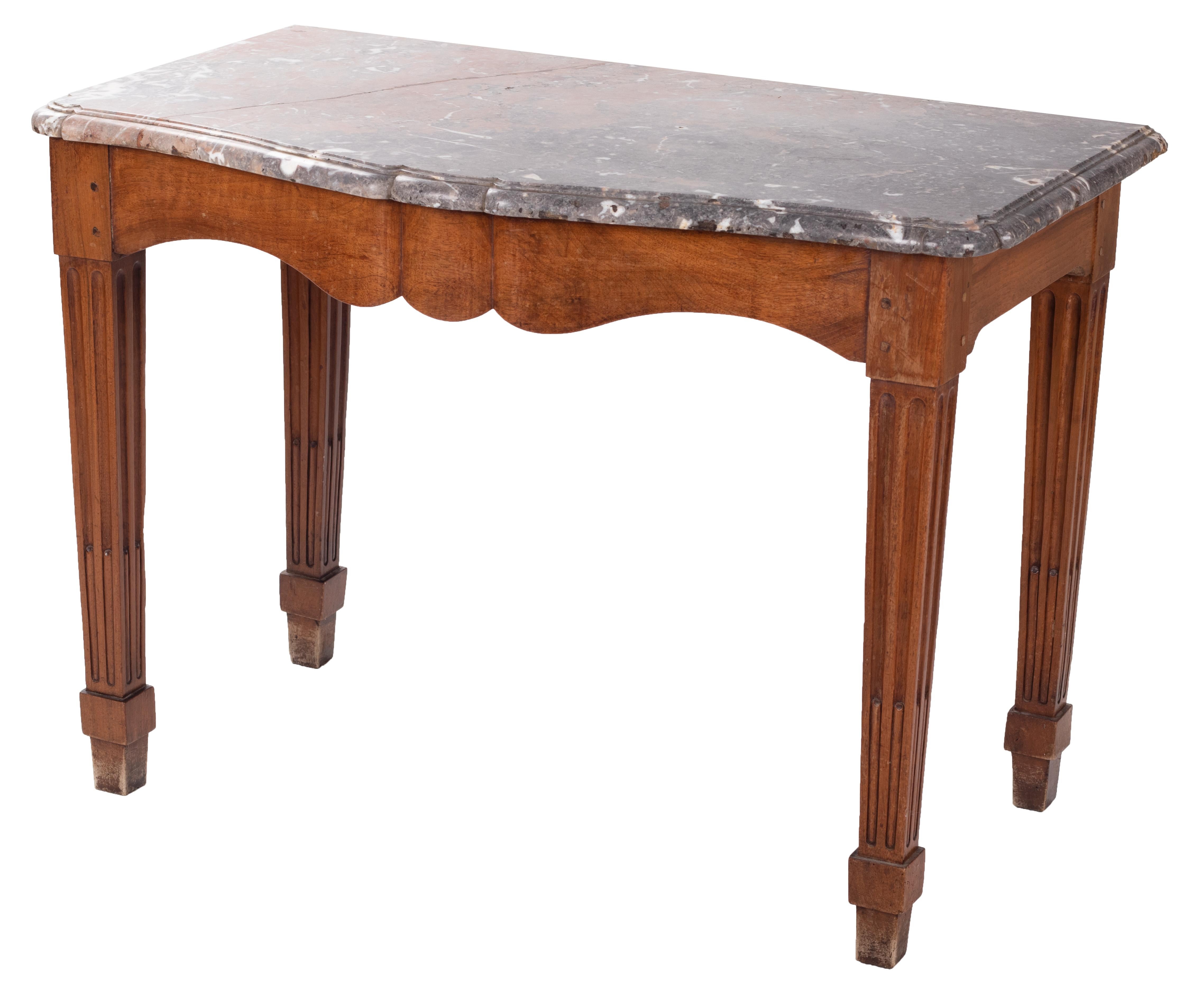 18th Century French Wooden Console Table with Marble Top 1