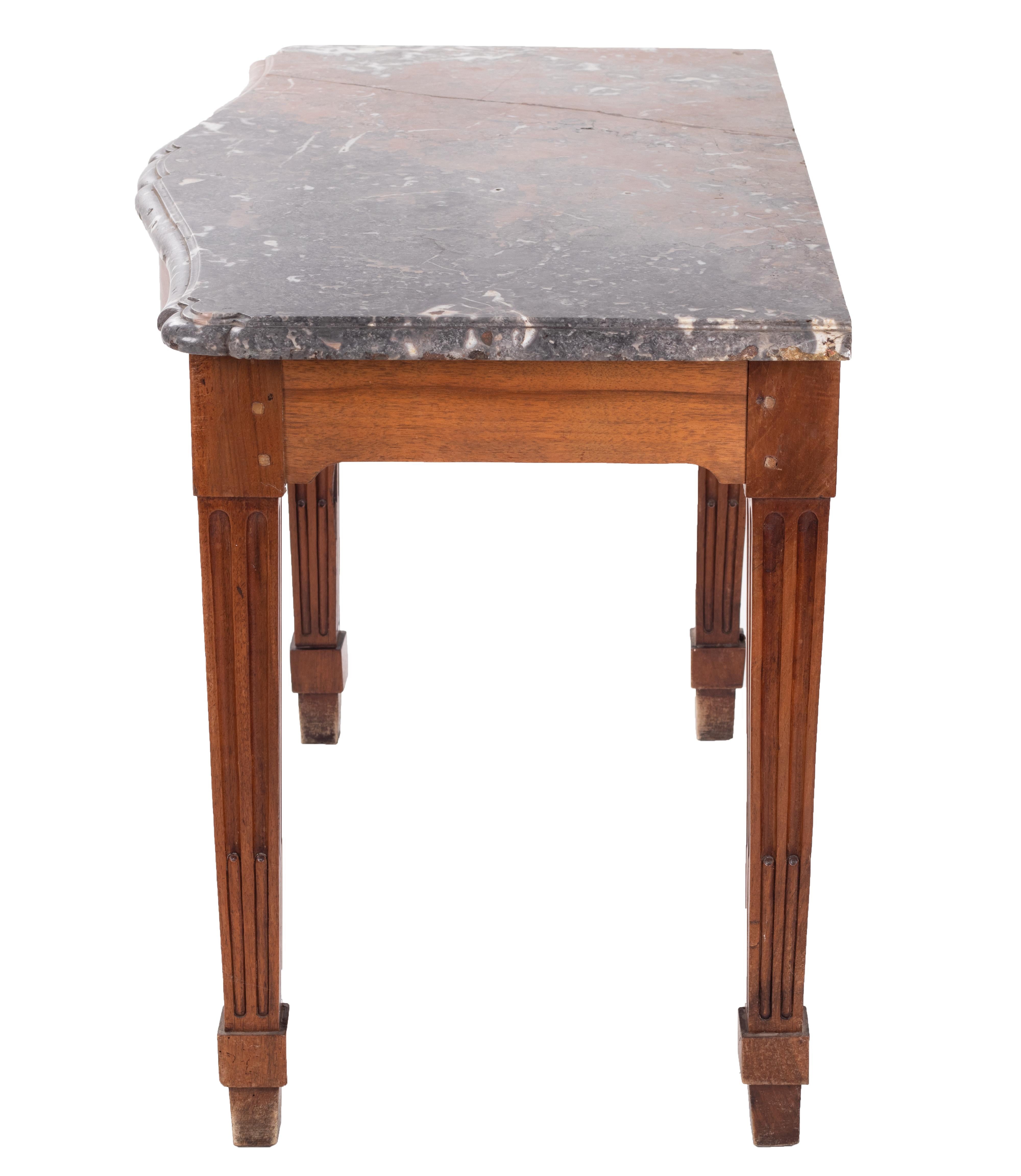 18th Century French Wooden Console Table with Marble Top 2