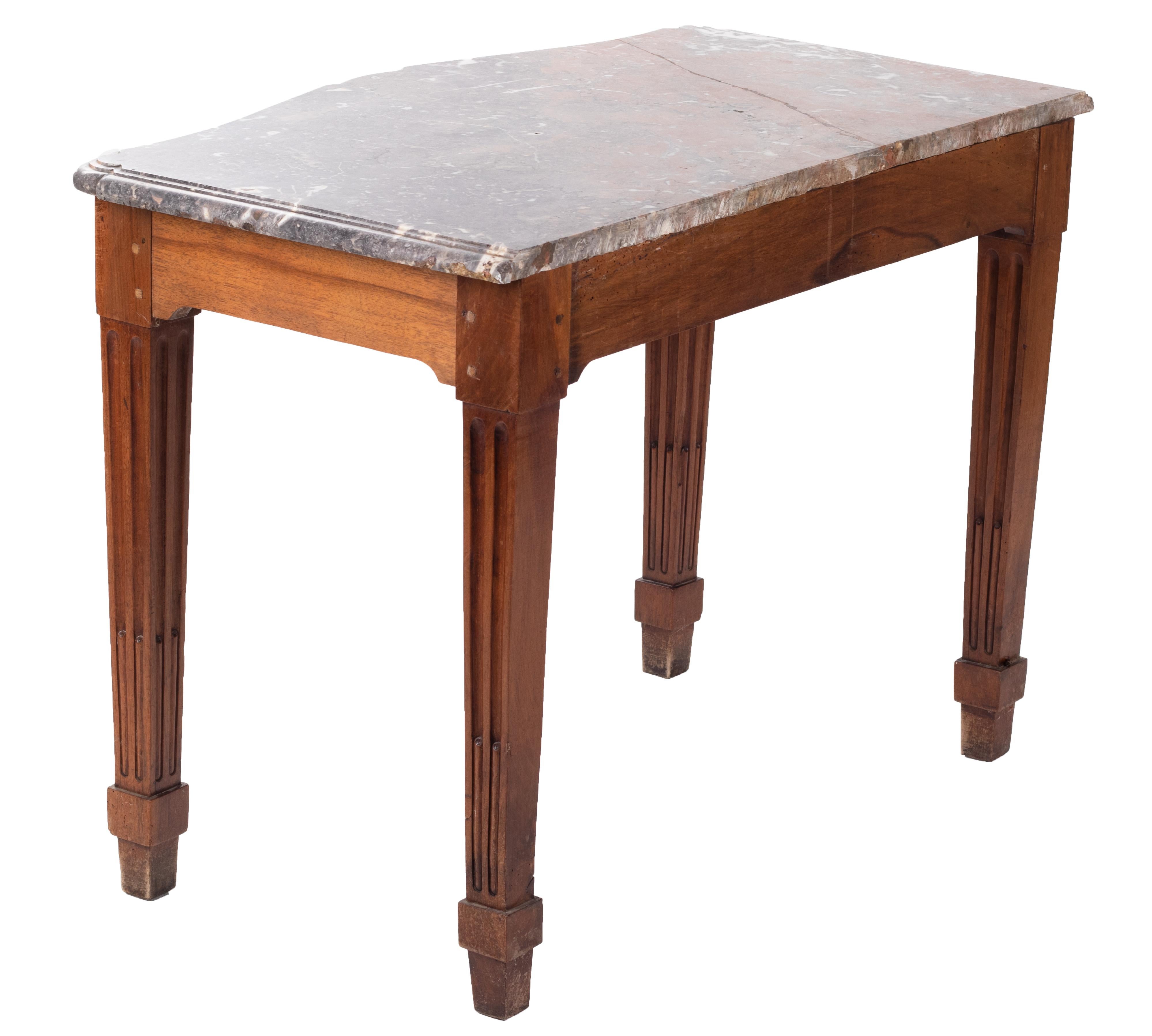 18th Century French Wooden Console Table with Marble Top 3