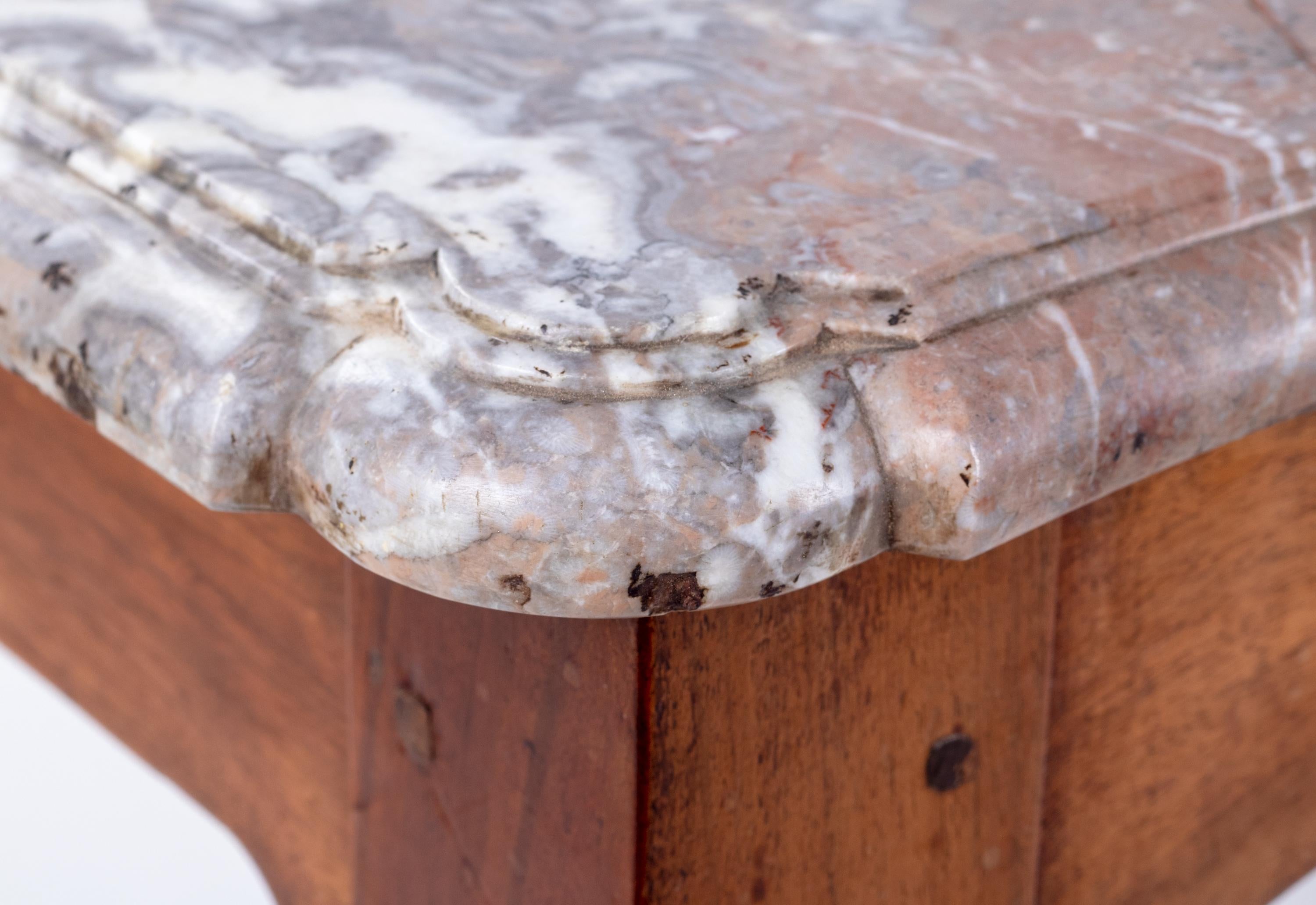 18th Century French Wooden Console Table with Marble Top 4