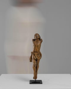 18th Century French Wooden Sculpture of Jesus on Metal Stand
