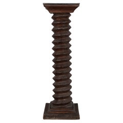 Used 18th Century French Wooden Wine Press Screw Pedestal
