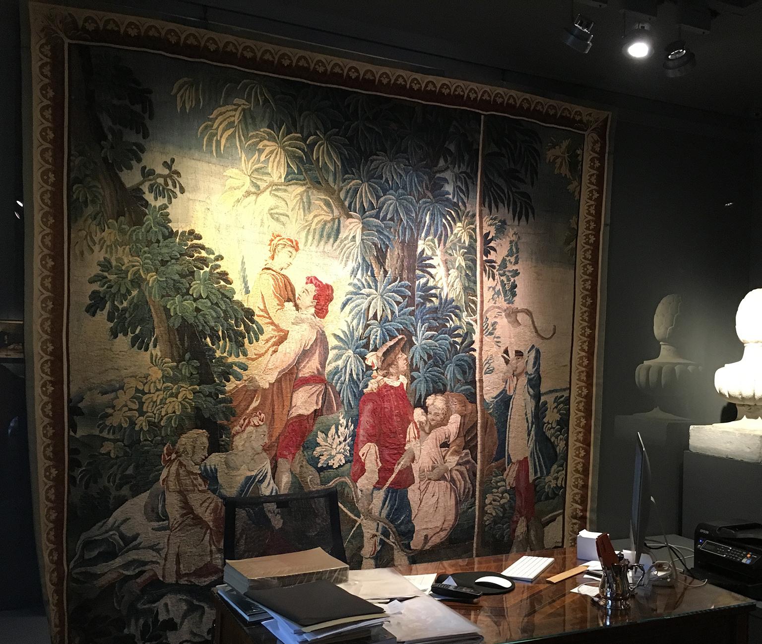 18th Century French Wool and Silk Aubusson Tapestry and Engraving, circa 1750 For Sale 12