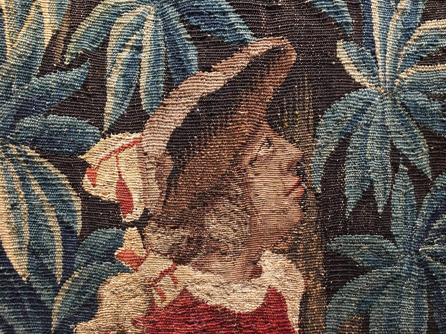 Français Tapisserie et gravure d'Aubusson en laine et soie du 18ème siècle, vers 1750 en vente