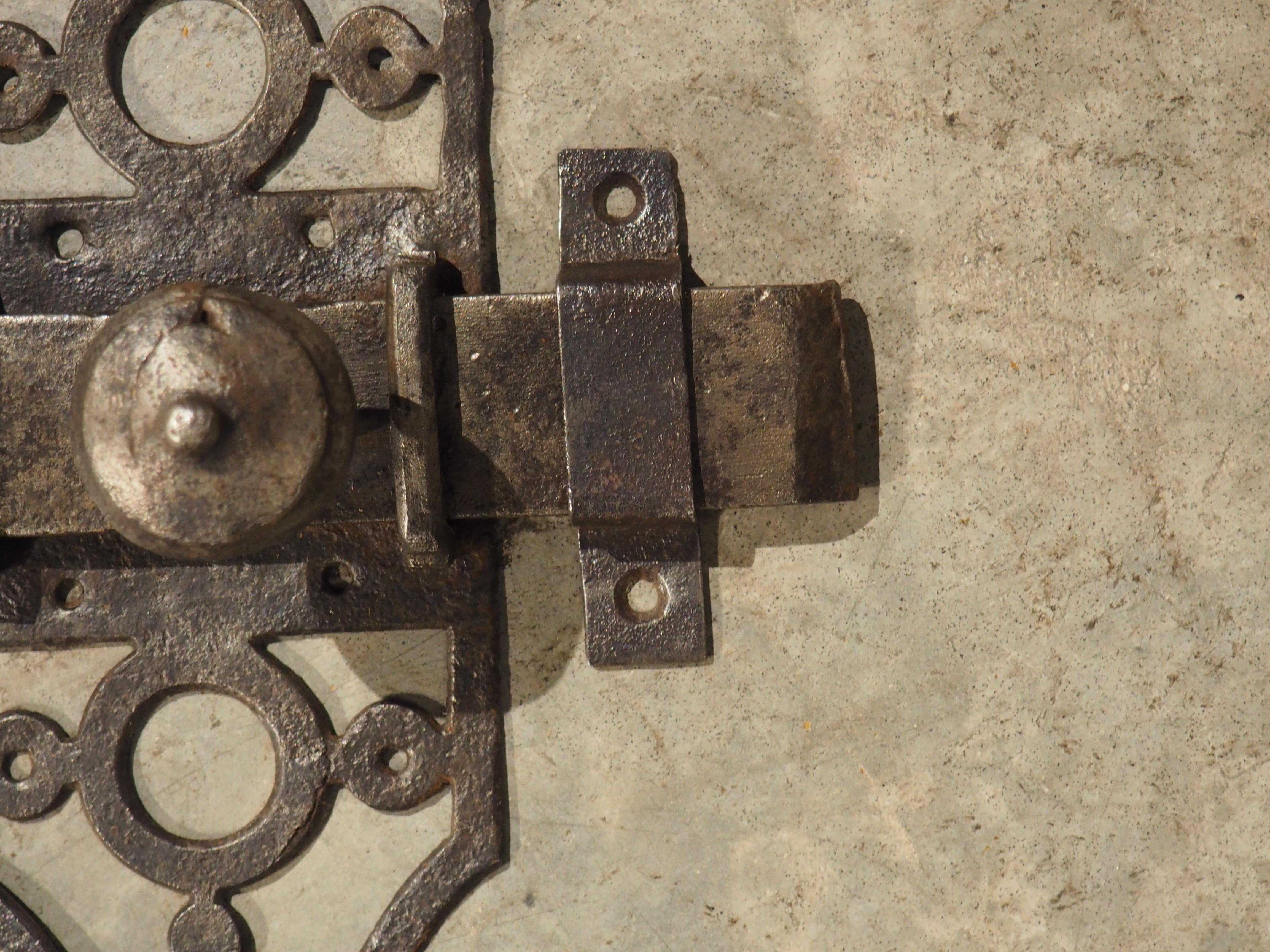 18th Century French Wrought Iron Door Slide Bolt with Escutcheon 1