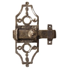 18th Century French Wrought Iron Door Slide Bolt with Escutcheon