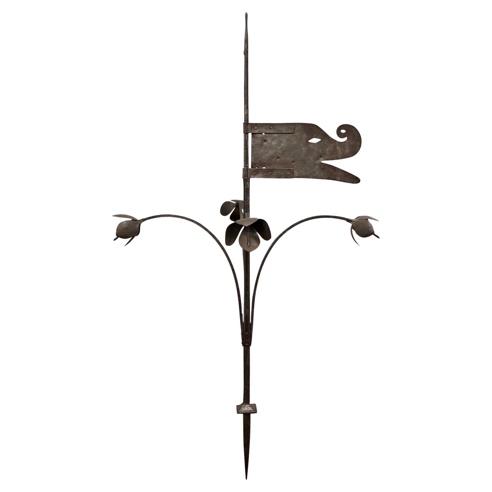 Girouette française du 18e siècle en fer forgé avec dragon