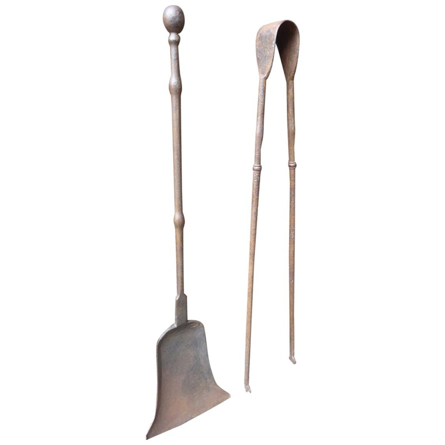 18th Century French Wrought Iron Fireplace Tools Or Fire Tools For