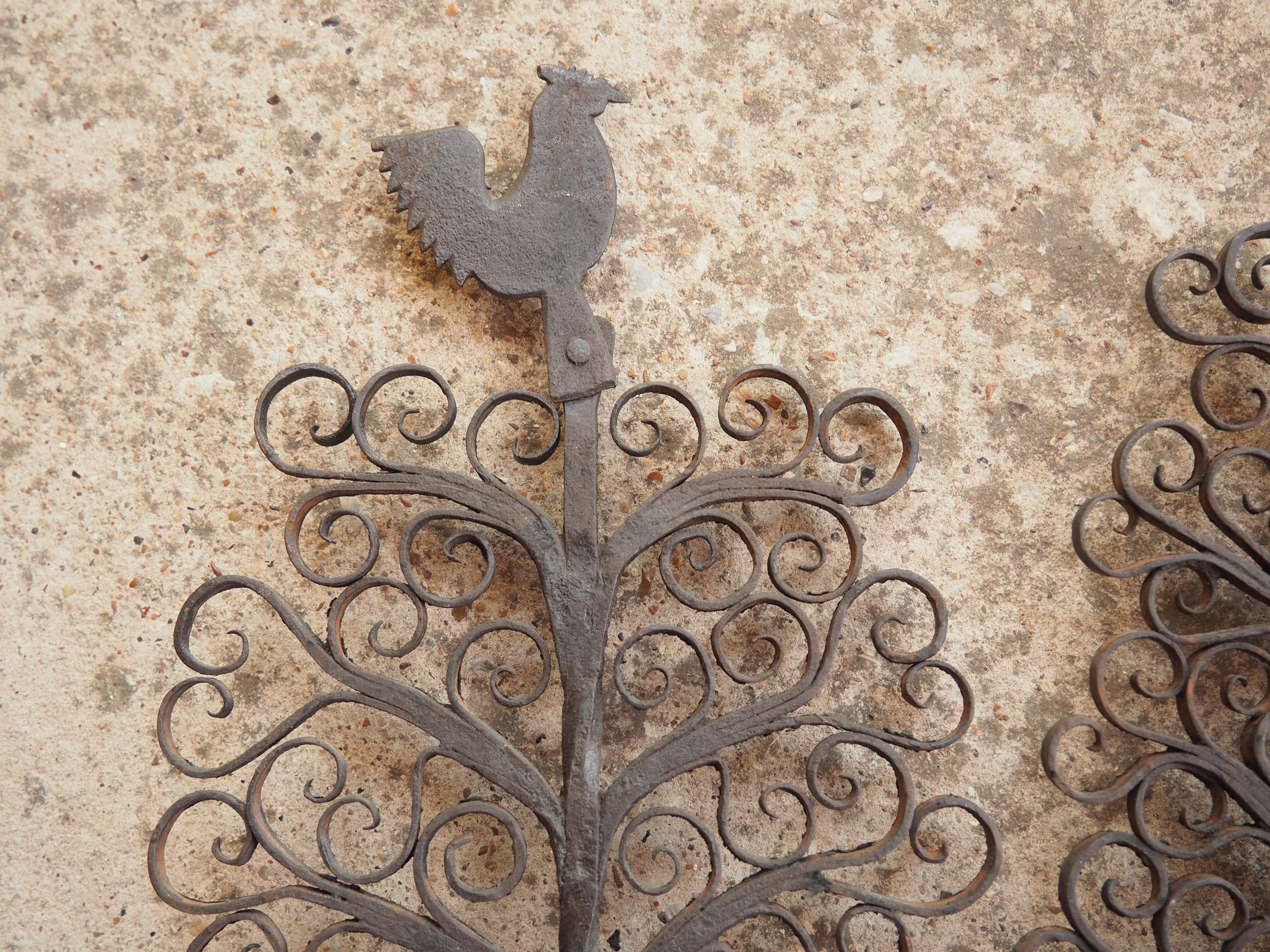 18th Century French Wrought Iron Kitchen Hook Rack with Rooster Motifs 7