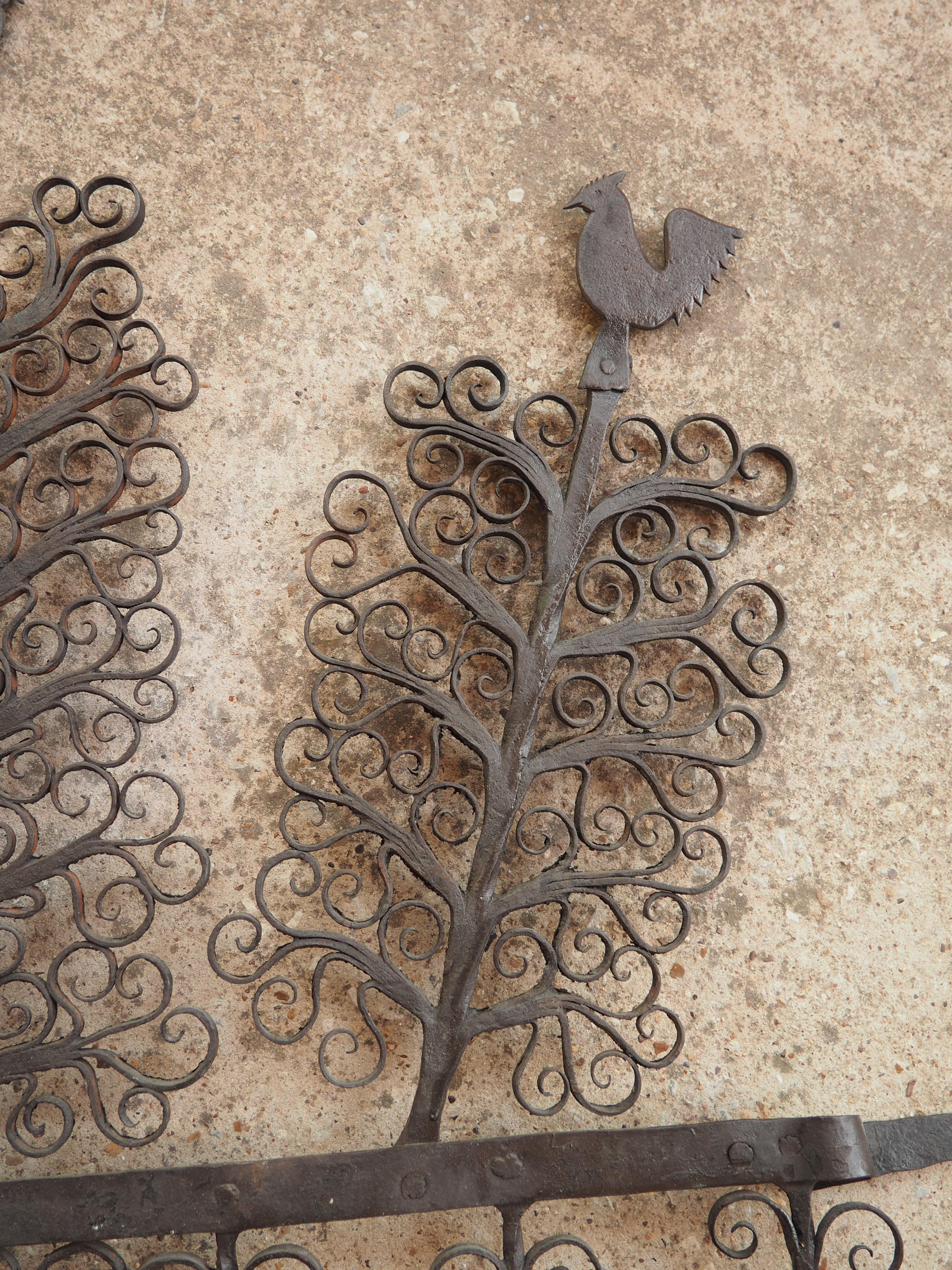 18th Century French Wrought Iron Kitchen Hook Rack with Rooster Motifs 2
