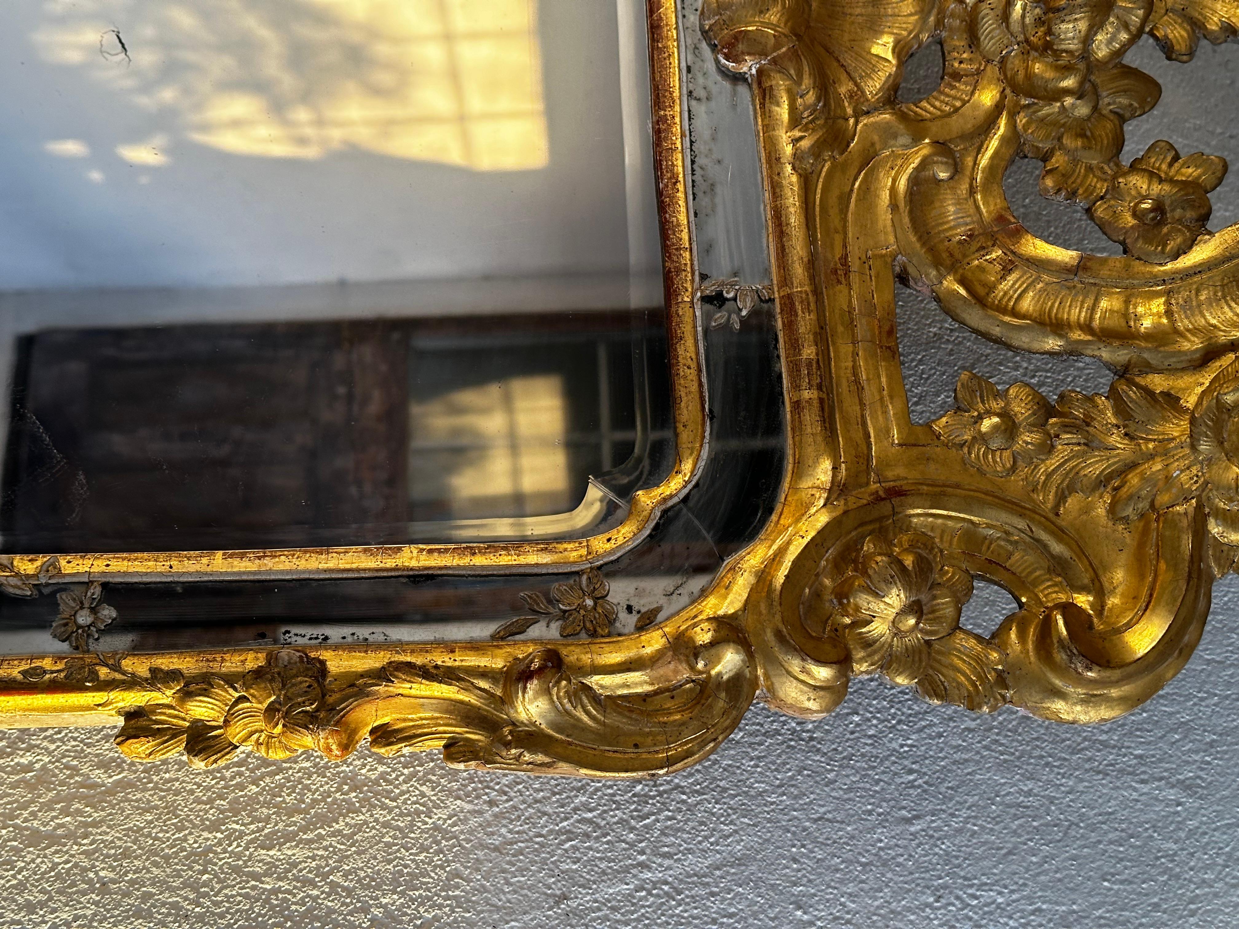 Gilt 18th Century Full-Length mirror For Sale