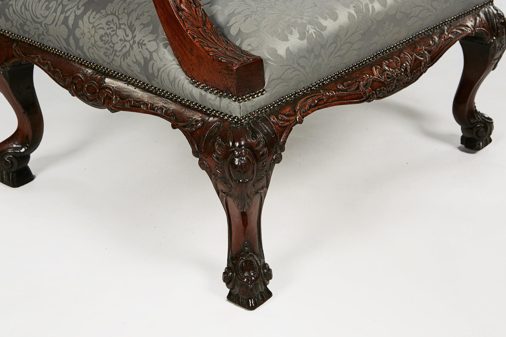 Irish 18th Century Gainsborough Armchair after Chippendale For Sale