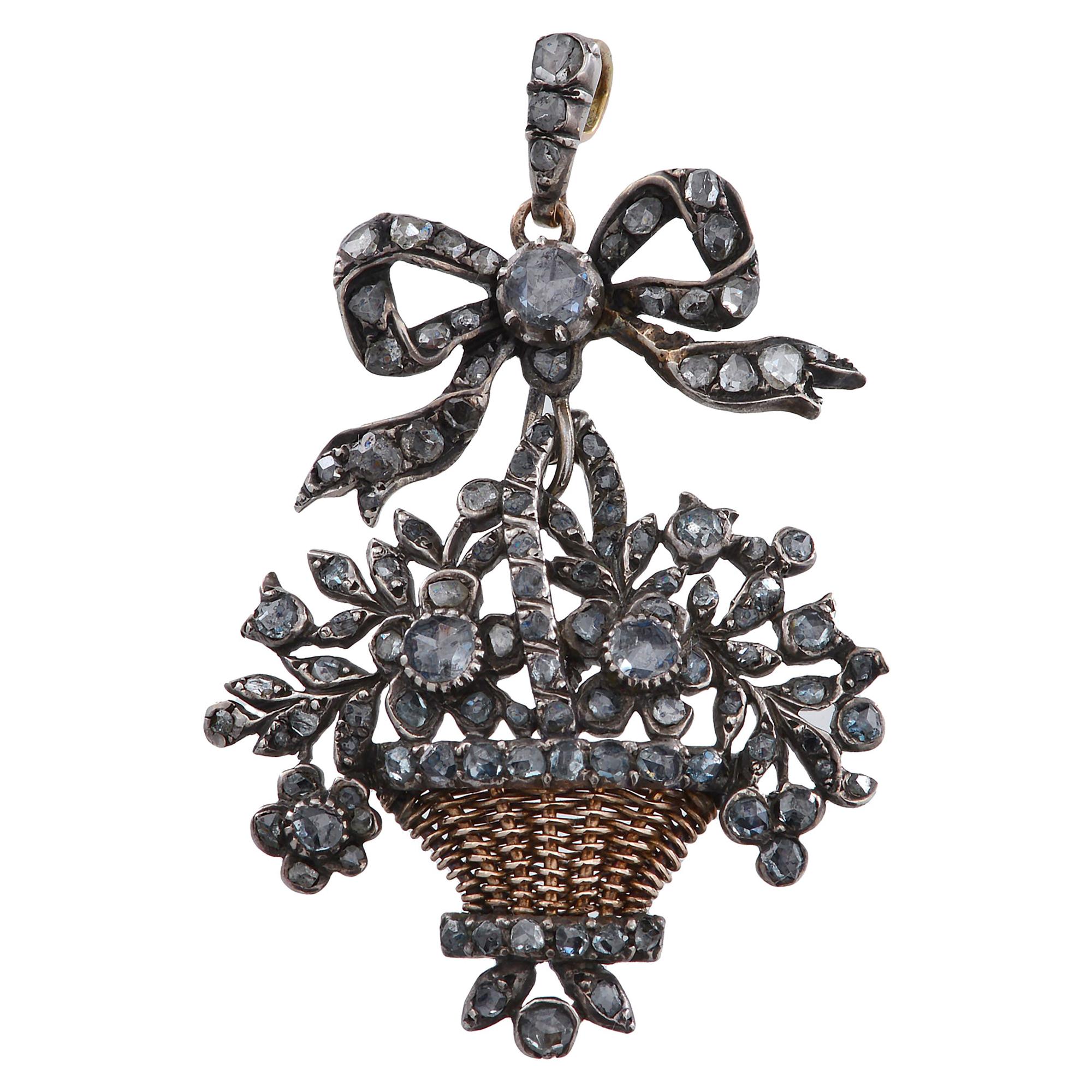 18th Century Gairdinetti Flower Basket Pendant For Sale