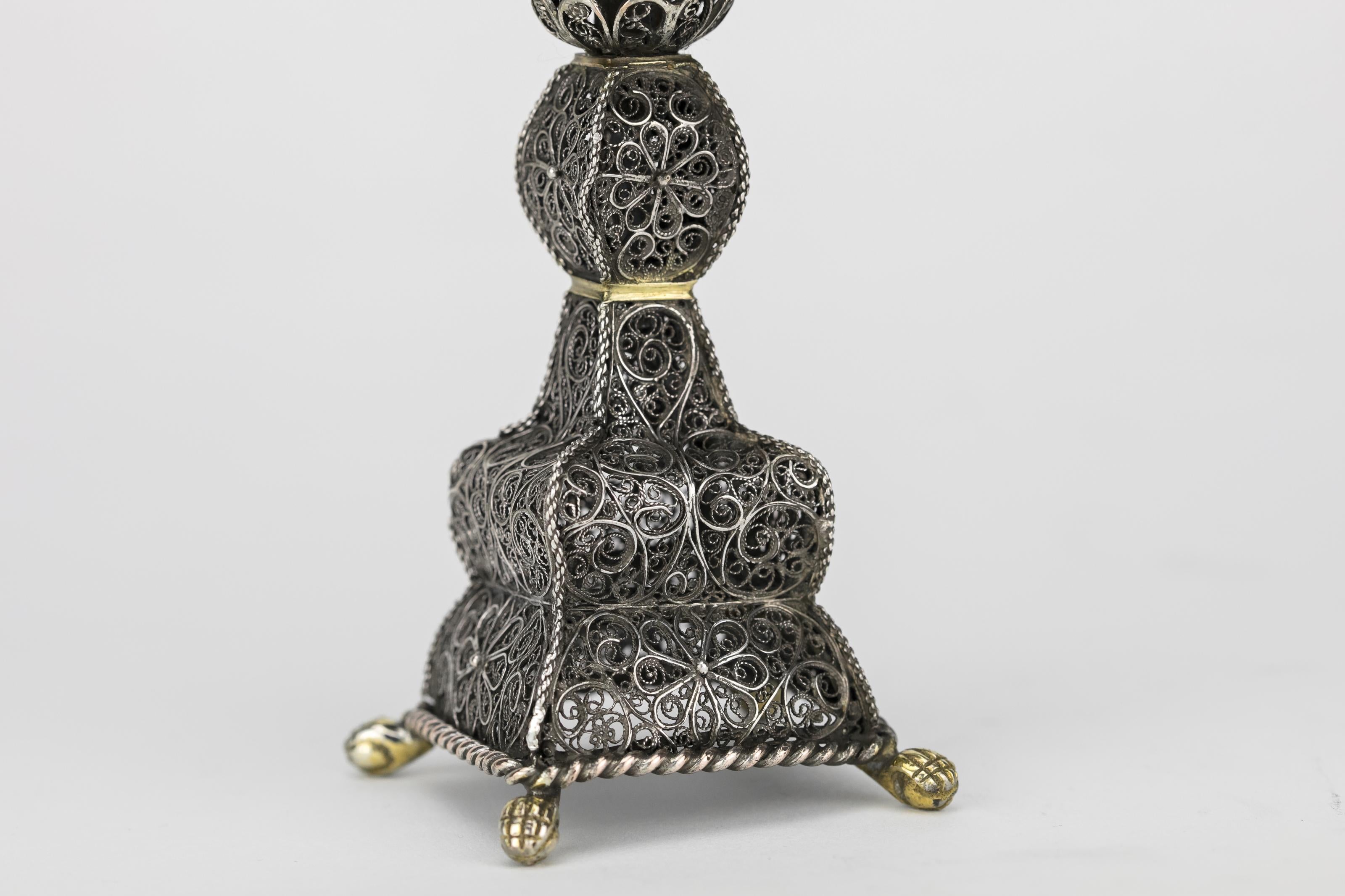 Ukrainian 18th Century Habsburg Empire Parcel-Gilt Silver Filigree Spice Tower For Sale