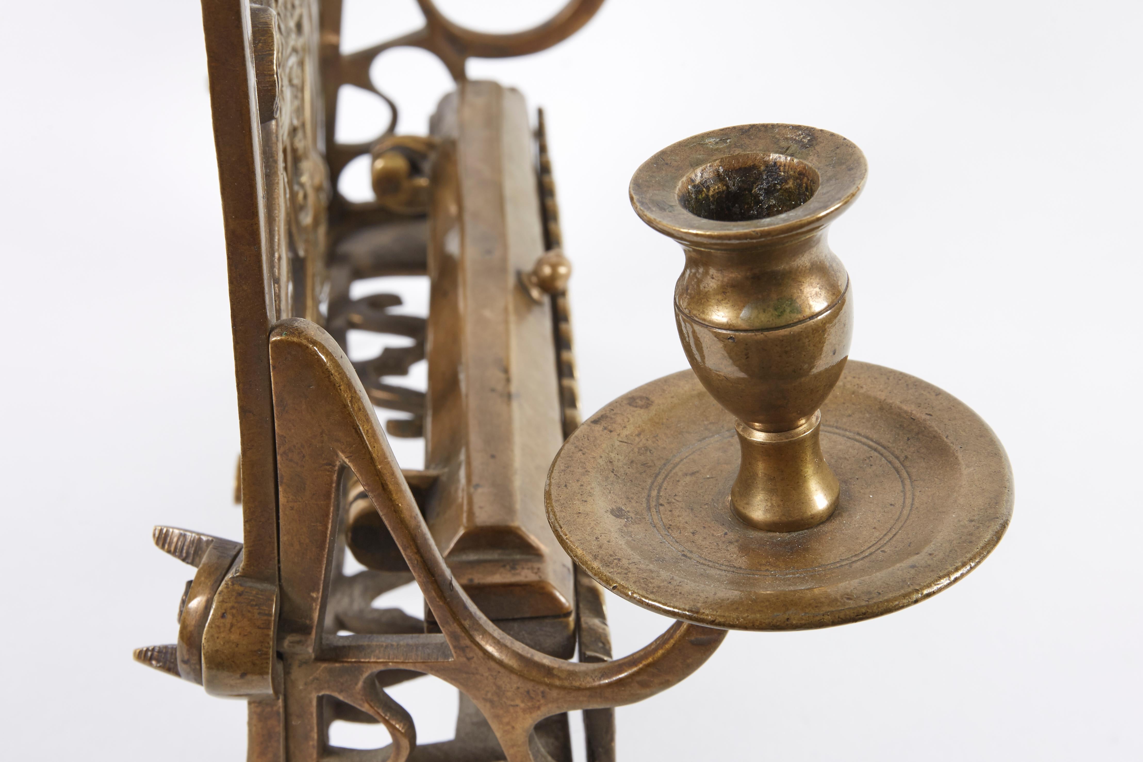 18th Century Galician Brass Hanukkah Lamp Menorah For Sale 6
