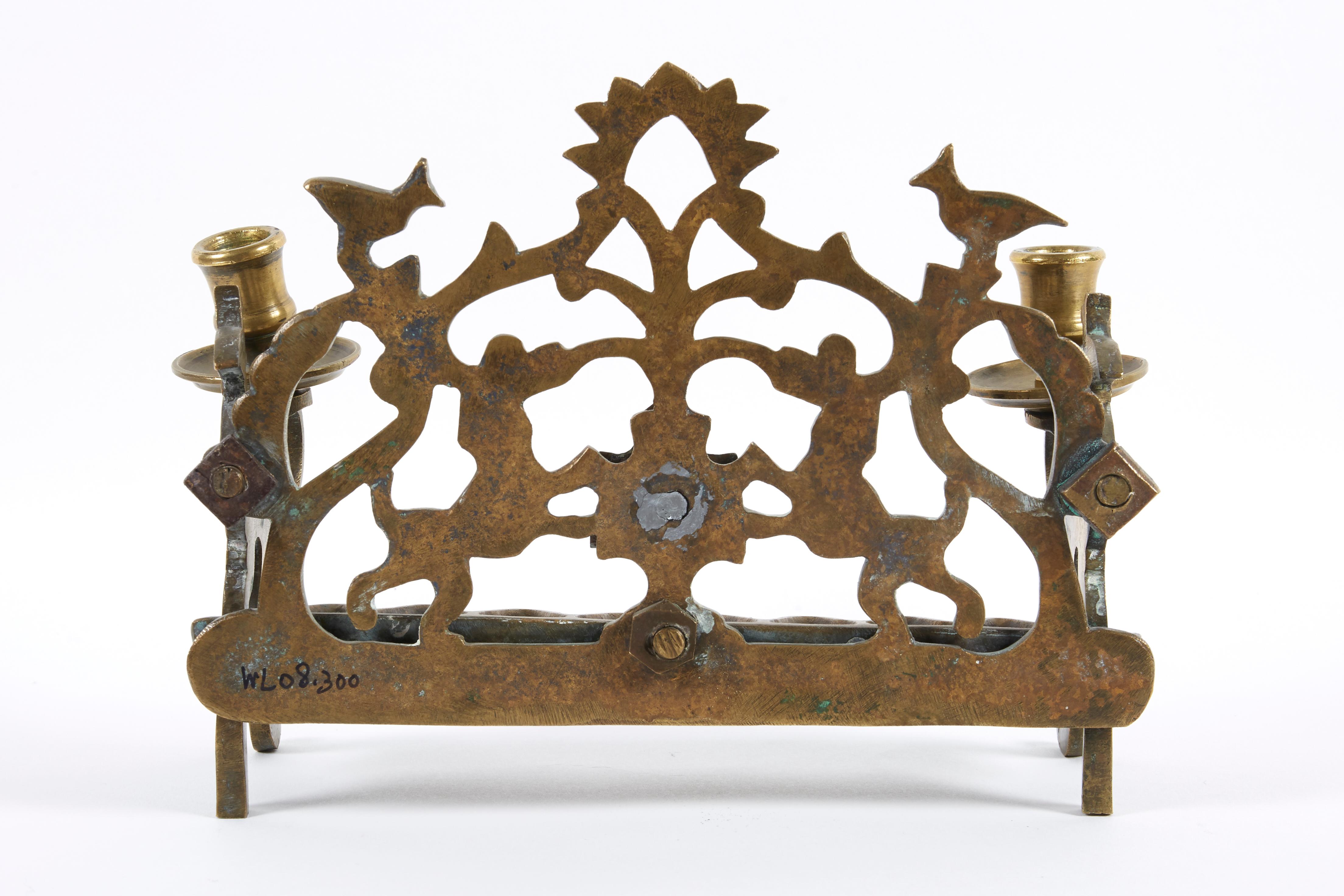 18th Century Galician Brass Hanukkah Lamp Menorah For Sale 7