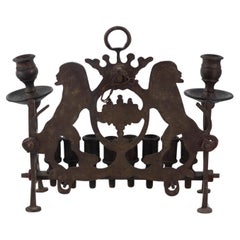 18th Century Galician Brass Hanukkah Lamp Menorah