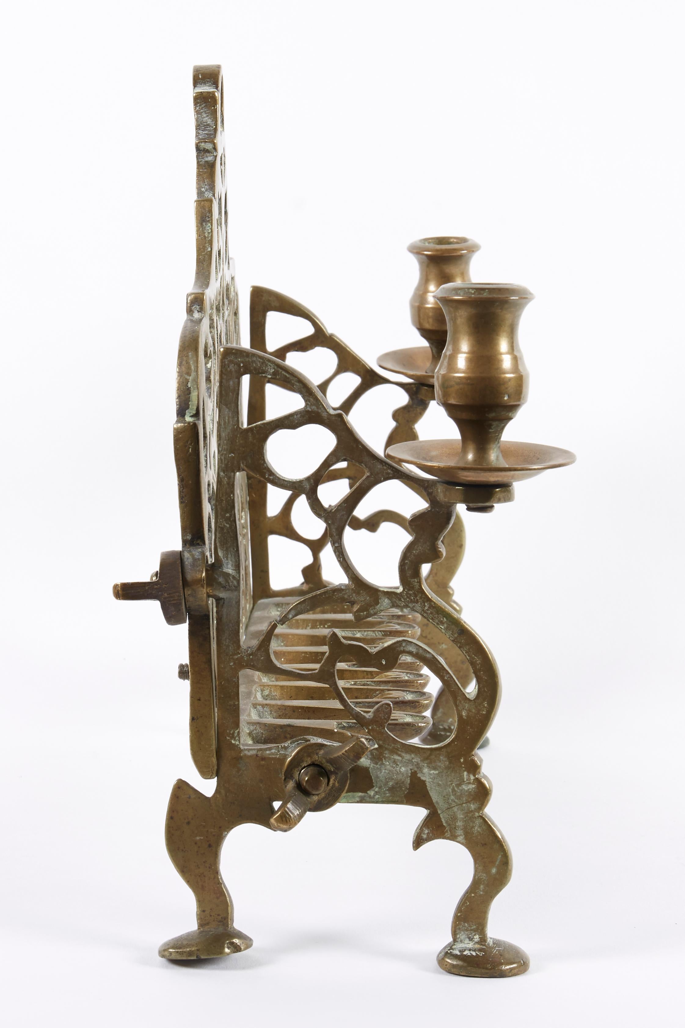 18th Century Galician Brass Hanukkah Lamp Menorah For Sale 1