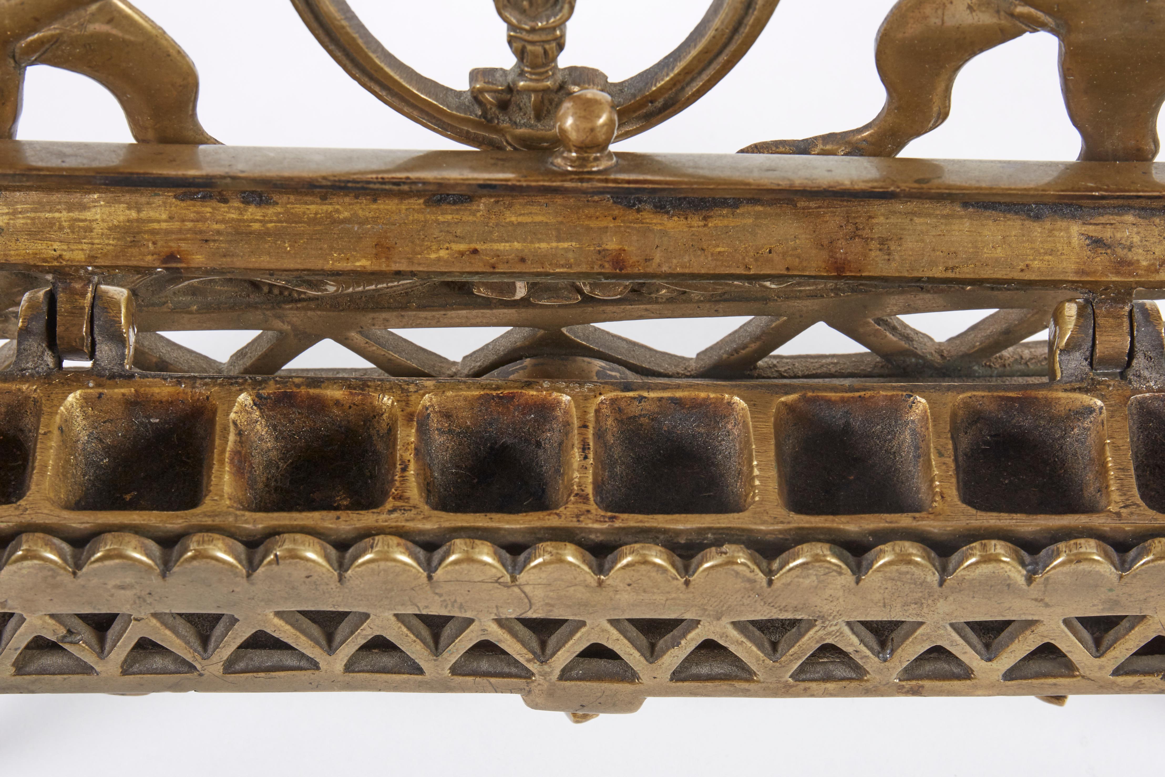 18th Century Galician Brass Hanukkah Lamp Menorah For Sale 3